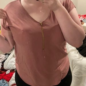 Dusty rose zip up blouse